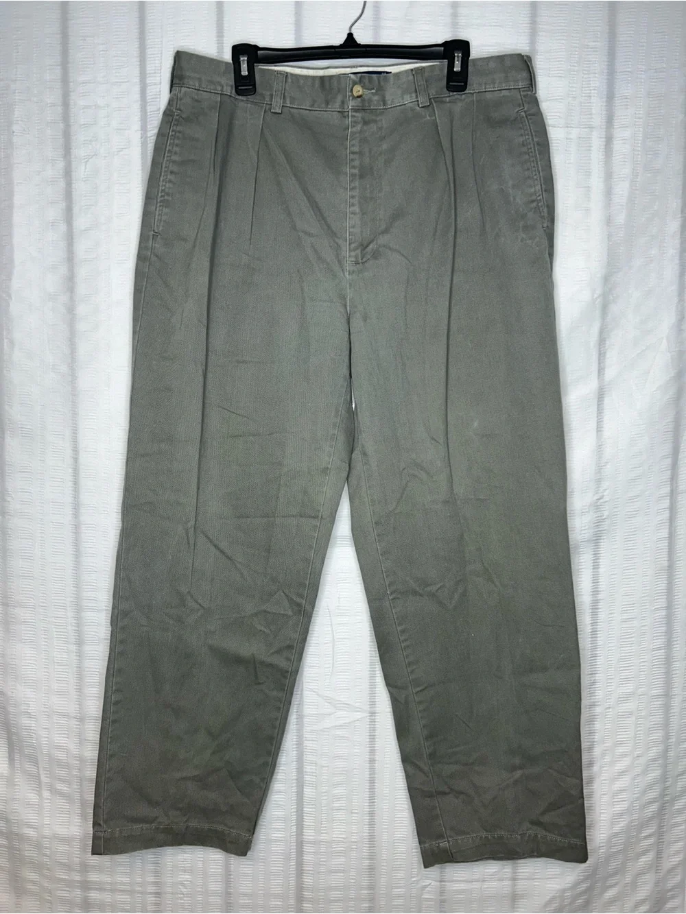 Vtg Y2K Polo Ralph Lauren Andrew Pant Men 36X29 Olive Gray Pleated Classic Chino